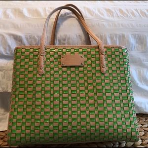 Kate Spade green and tan tote. NWOT